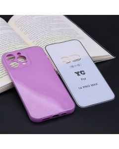 Capa Colorida com Brilho para IPhon 14 Pro Max Com Película de Vidro 3D