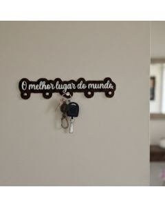 Porta Chave de Parede sem Furo Decorativo Moderno Mdf preto Inspirador Minimalista