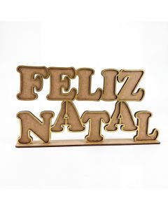 Enfeite Mesa Natal Palavra Feliz Natal Mdf Decoração Centro de Mesa 20cm Dourado Vermelho Verde