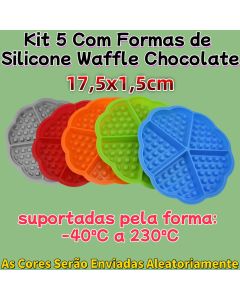 Kit 5 Com Formas De Multicolorido Waffle Silicone Air Fryer 5 Cavidades 17,5CMx1,5CM Chocolate