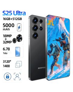 【Jogos - Trabalho】Smartphone S25 Ultra Android 15, 5500 mAh, 16 GB + 512 GB, HD, 5G, dual-SIM,