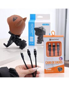 Suporte Celular Guidão Moto IT BLUE LE-106 Capacetinho + Cabo 3em1 PEIJ33