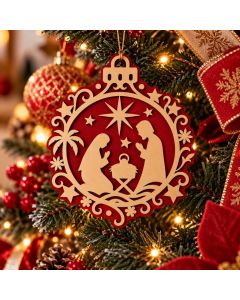 Guirlanda, Mandala, Enfeite de Porta - NATAL, Presépio - em MDF DOURADO - alto relevo
