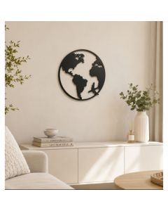 Mapa Mundi viagem em mdf 3mm com frase decorativa acompanha dupla face