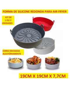 Forma Para Cozimento Redonda 19CM X 19CM X 7,7CM De Silicone Para Air Fryer Com Alças