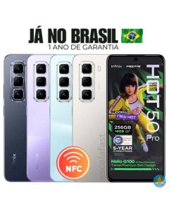 Celular Infinix Hot 50 Pro Com NFC 256GB 8GB de RAM Câmera 50MP Dual Sim com 1 Ano de Garantia - Pronta Entrega