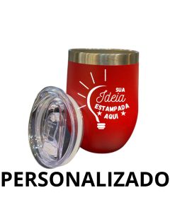 Personalizado - COPO CUIA Térmico Inox com Tampa Antivazamento (360 ml) - Vermelho