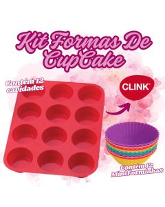 KIT Formas Para CupCake De Silicone Multicoloridas Molde Com 12 Cavidades E Mini Forma 12 Unidades