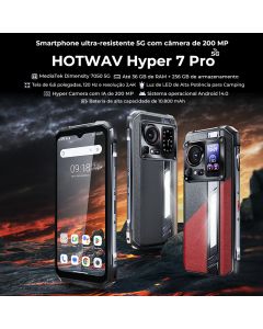 Novidade！HOTWAV Hyper 7 Pro Celular 5G, 36GB(16+20)RAM, 256GB ROM, Bateria de 10800mAh, IP68/IP69K, OTG/NFC/GPS