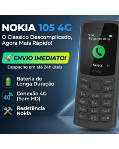 Celular Nokia 105 4G Simples Para Idoso Teclas Grandes Dual Chip Fácil De Usar