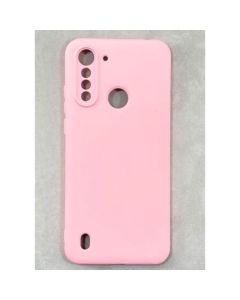 Capa Moto G8 Power Lite Silicone Aveludada Capinha Anti Impacto rosa bebe