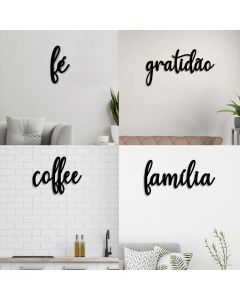 Placa Palavras Frases cor Preto ou branco Aplique de Decoração Mdf