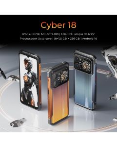 HOTWAV Cyber 18 à prova d'água,20/256GB 120Hz 6200mAh, celular 4G para uso externo 2026, tela de 6,75", OTG/NFC/dual SIM