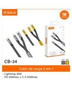 Cabo A'Gold Carregador 2 em 1 Tipo C/ IOS 30W (CB-34)