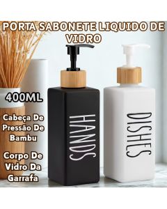 Frasco De Vidro De 400ml Para Sabonete Líquido Qualidade Alta Forte E Durável Design Moderno