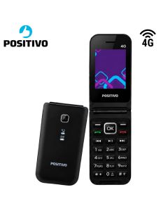 Celular Positivo P51 Flip 4G Dual Sim Botão SOS Rádio FM Bluetooth Teclas Grandes para Idoso