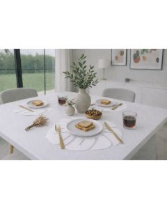 Kit Jogo Americano Mesa Sousplat  Folhas 6 Peças  Branco