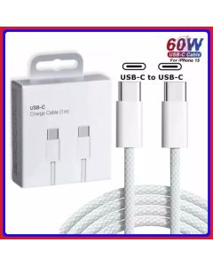Cabo USB-C 1 Metro Reforçado Nylon Trançado Carregamento Rápido Turbo 3A 60W Power Delivery para Celularales