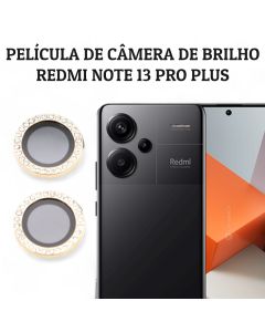 KIT (2 peças) Película câmera Diamante Para Redmi Note 13 PRO PLUS DOURADO com Strass Brilhante Brilho traseir