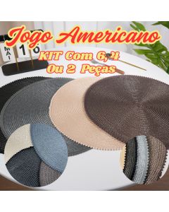 Jogo Americano Redondo Descanso De Mesa De Jantar Kit Com 6 4 Ou 2 Peças 38x38Cm PP Rústico Flexível