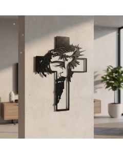 Painel Quadro Decorativo Jesus Cristo Em Relevo Mdf 3mm Cor Preta com Dupla Face