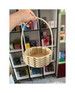 cesta Fraldeira sintética com alça cor palha 15x15x5cm kit com 2 cestas