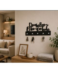 Porta Chaves Decorativo em MDF Preto 3mm - com dupla face