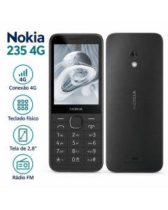Celular Nokia 235 4G Dual SIM Preto Tela 2,8″ Câmera 2MP Rádio FM USB-C