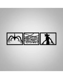 Kit 3 Quadros Painel Decorativo da Serie stranger things em MDF 3mm Preto com dupla face