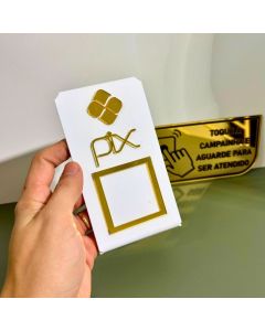 Kit Placa Pix Personalizada Qr Code + Placa Campainha Identificação Balcão Acrílico Espelhado