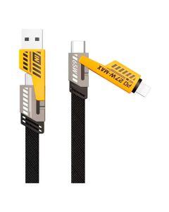 Cabo Carregador 4 em 1 USB-C Lightning 65W Turbo Preto 1 Metro