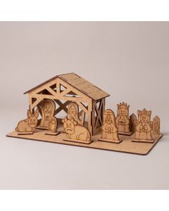 Presépio Completo de Montar em Mdf Sagrada Família Reis Magos Decoração Natal