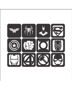 Kit Quadro Herois da Marvel e DC Decorativos MDF Preto 3mm