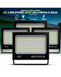 Kit Refletor LED 200W Holofote Max Alumínio Bivolt IP67 Cor da Luz Verde Alta Potência Prova D'Água