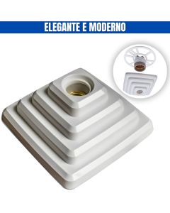 Plafon Plafonier Piramide Quadrado Branco Teto Luminaria Elegante Moderno Colonial