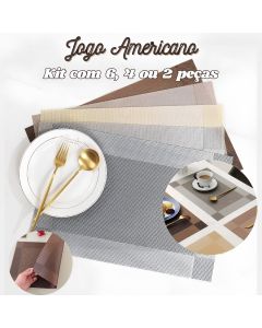 Jogo Americano Com 6 Ou 4 Ou 2 Unidades 30x45Cm Decorativo De PVC Retangular Para Sua Mesa De Jantar