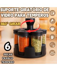 Suporte Giratório Profissional De Vidro Para Condimentos Fácil Armazenar Organizar Robusto Durável