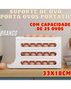 Suporte De Ovo Porta Ovos Portátil Branco 33x18Cm Com Capacidade De 25 Ovos Para Geladeira Dispense
