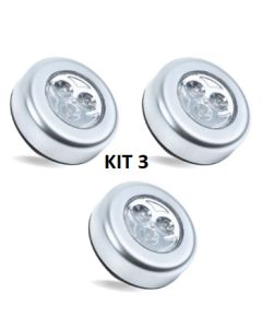 COM OFERTA KIT 3 Lâmpada Luminária Toque 3 Led Guarda Roupa Armário Utensilio Multiuso Portátil Universal