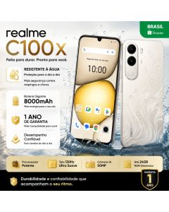 Celular realme C100X Smartphone 4+256 GB Bateria 8000mAh 2ANOS E IA GARANTIA Original Versão Global NFC Tela 6.74"