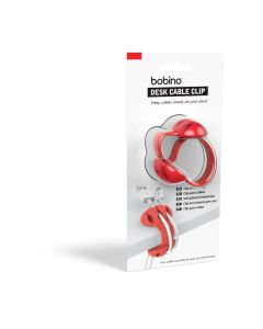 Bobino Desk Cable Clip Original  Suporte 3 Fios Carregador de Celular p/ Borda de Mesa Vermelho