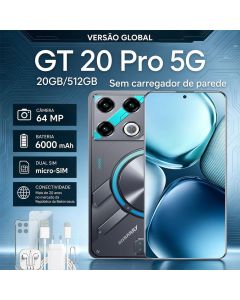 Bobarry Smartphone GT20 PRO 20 GB + 512 GB, 6,78 polegadas 4G/5G Internet Celular para jogos