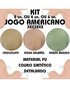 Kit Jogo Americano 2 Ou 4 Ou 6 Un. Cores Chocolate E Rosa Salmão E Verde Musgo Jantar Decorativo
