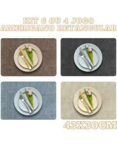 Kit 4 Ou 6 Jogo Americano Retangular Descanso De Mesa Decorativo Para Cozinha Multiuso Colorido