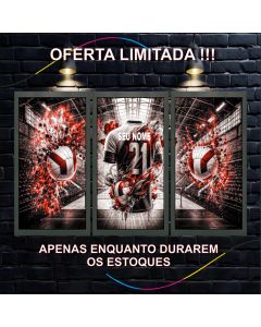 Quadro Triplo de Vôlei Personalizado, Decoração Esportiva, infantil, Quarto, kit, nome, decoração
