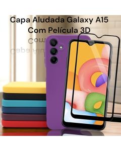 Capa Silicone Aveludada Galaxy A15 5G Com Película 3D
