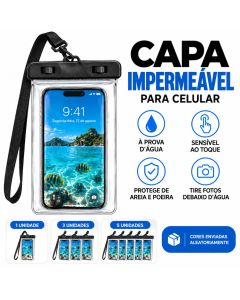 Kit Capa Bolsa Impermeavel Case Protetora Prova D'água Mergulho Transparente Universal