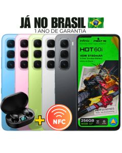 Celular Smartphone Infinix Hot 60i Com NFC 256GB 8GB de RAM Câmera 50MP Dual Sim com 1 Ano de Garantia - Pronta Entrega