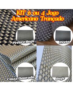 Kit 6 Ou 4 Jogo Americano 30x45Cm Trançado Multiuso Decorativo Supla Descanso De Mesa Para Decorar