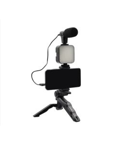 Kit Para Streaming De Vlogs Microfone Com Luz De Tripé Selfies